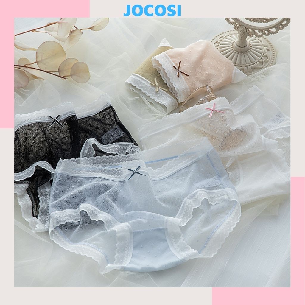 Quần lót nữ ren lưới cao cấp sexy ôm dáng họa tiết cực đẹp đính nơ gợi cảm và quyến rũ JOCOSI L1021