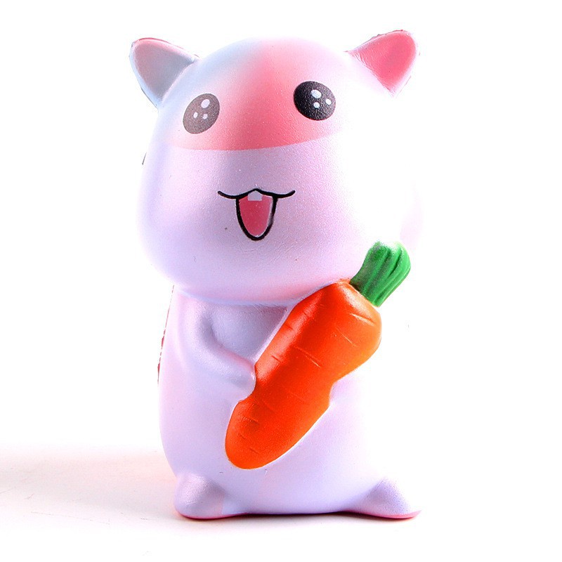 Squishy Chuột Hamster Cầm Cà Rốt Chậm Tăng Kích Thước 12cm x 7cm