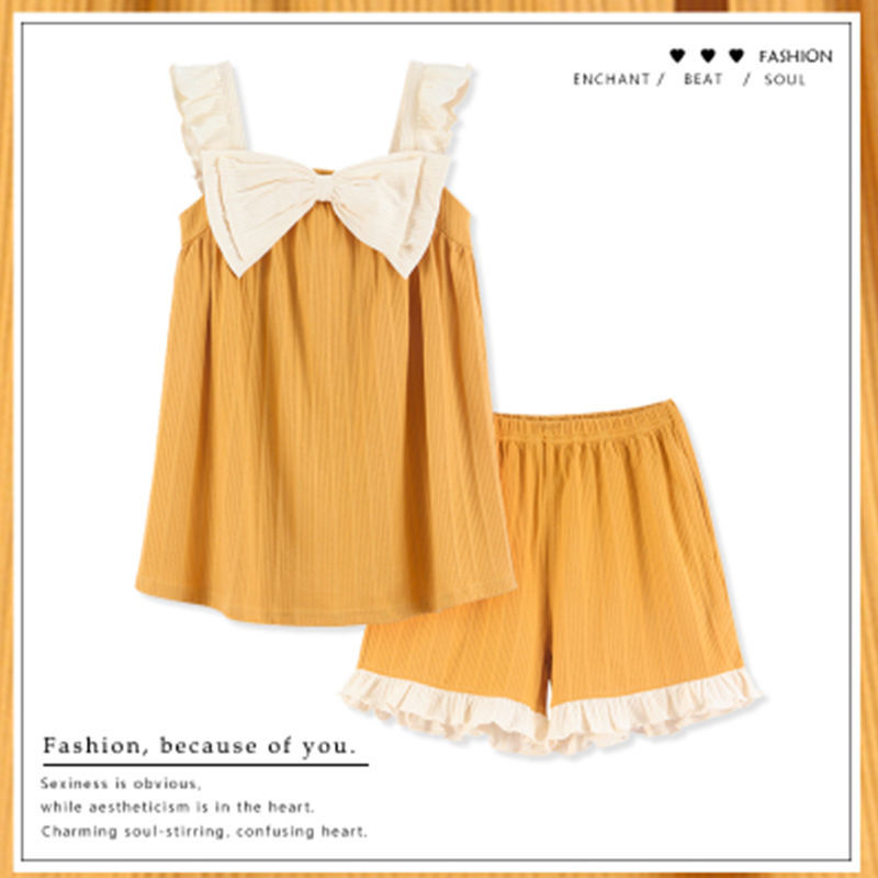 Set đồ ngủ vải cotton mỏng thời trang mùa hè nữ tính ngọt ngào