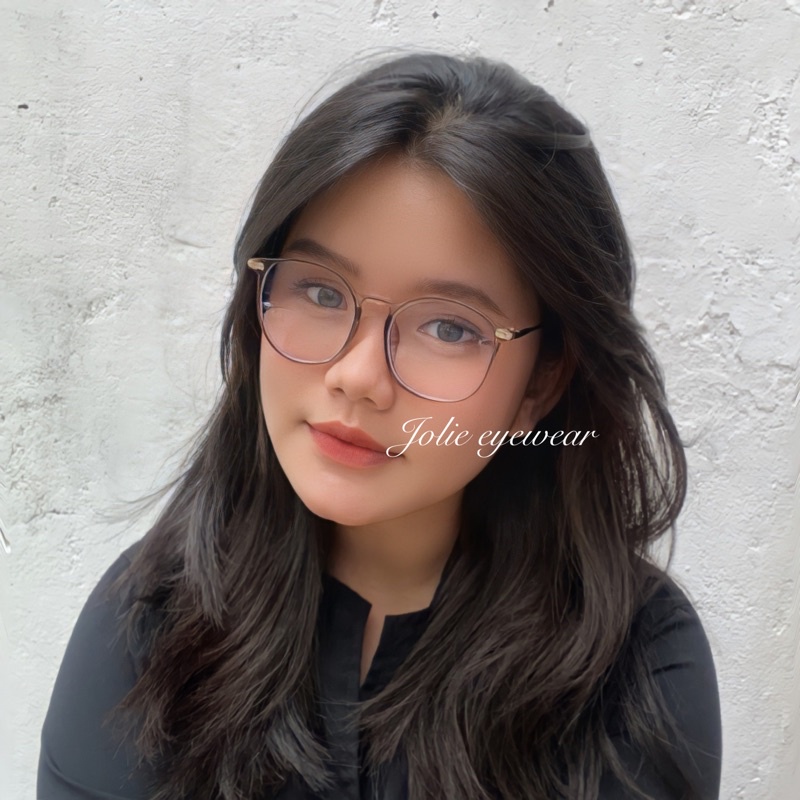 Kính giả cận, Gọng cận dẻo tròn to càng kim loại 6091 Jolie eyewear