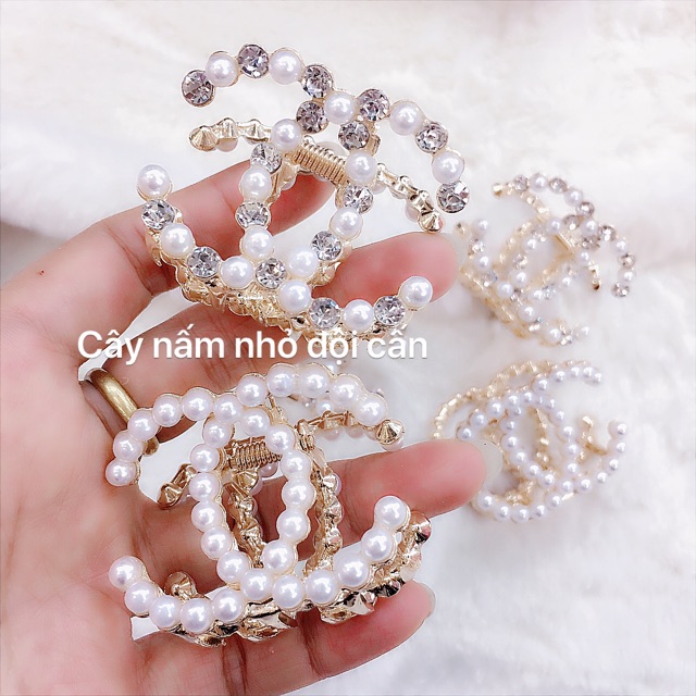 cặp tóc hạt ngọc chữ Cc và hình tim siẻu xinh