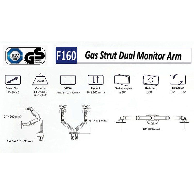 Giá treo 2 màn hình 17- 27'' NB-F160