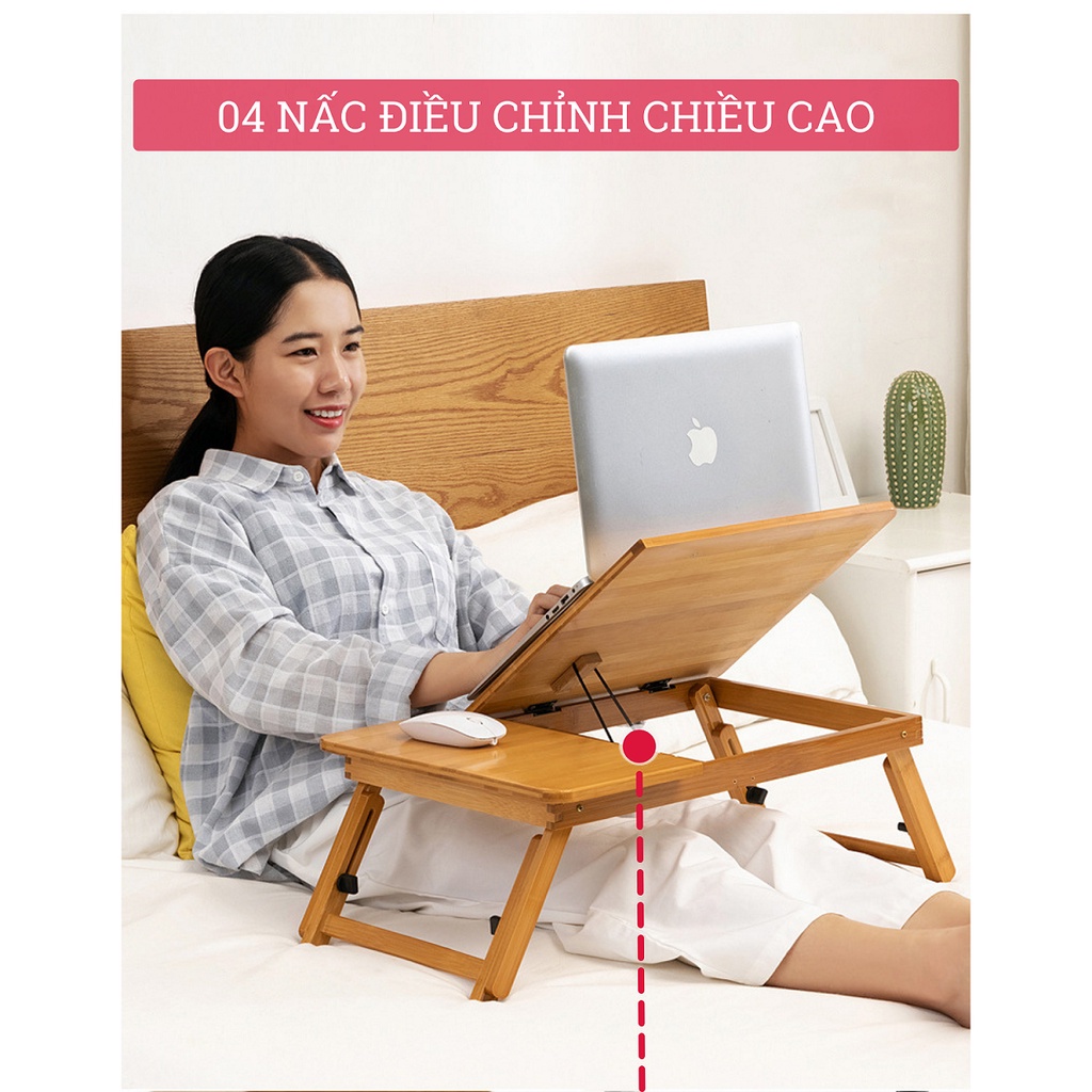 Bàn Gấp Học Sinh Có Giá Đỡ Laptop Chất Liệu Tre Tự Nhiên Siêu Nhẹ - Hàng Chính Hãng Tamayoko