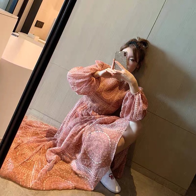 Đầm Zara maxi hoạ tiết cổ đển châu Âu sang chảnh - Luumooc