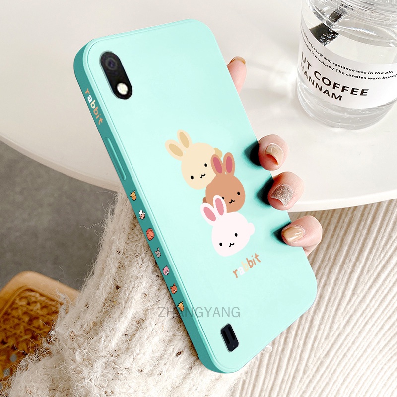 ốp lưng Samsung a10 Ốp Điện Thoại TPU Silicone Hình Ba Chú Thỏ Đáng Yêu Kèm Dây Đeo Cho Samsung a10