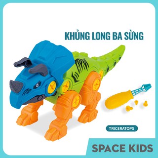 ♥ Đồ chơi trứng khủng long 3 sừng, mô hình khủng long tự lắp ghép Space Kids cho bé ♥