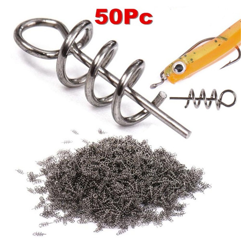 Set 50 móc câu cá mềm lò xo kim loại cố định nhiều màu
