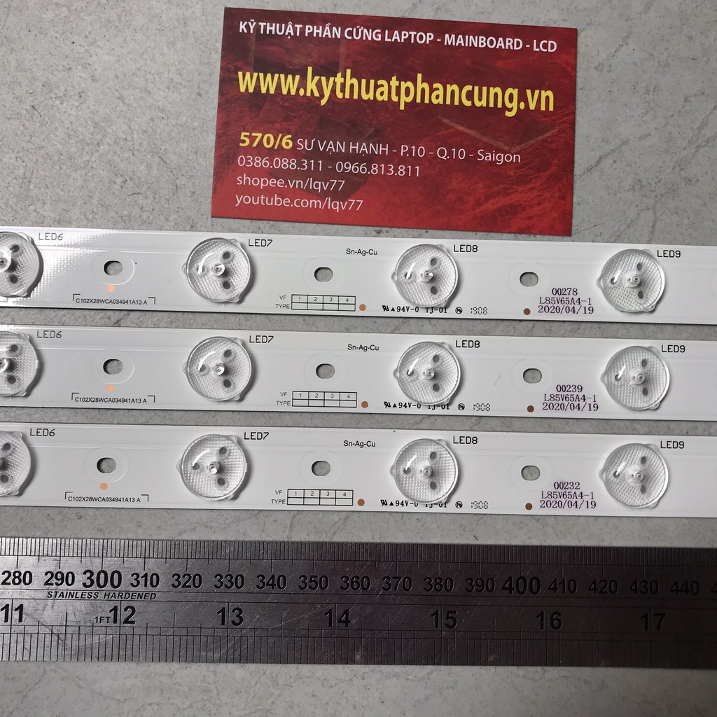 Toshiba 32PU200V - Bộ 3 thanh 12 Led 6V cho Tivi Toshiba 32 inch và một số dòng
