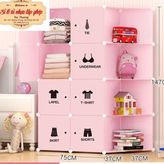 [TẶNG 1 MÓC CÀI 20K] TỦ NHỰA GHÉP- Tủ Quần Áo - TỦ 12 Ô (8 Ô VÀ 4 KỆ GÓC) ĐỂ QUẦN ÁO ĐA NĂNG. Tặng 1 treo đồ.