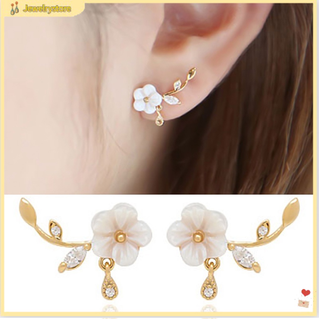 Khuyên tai hình hoa đính đá thời trang thanh lịch dành cho nữ