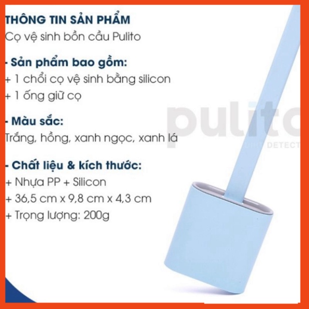 Chổi cọ vệ sinh bồn cầu, cọ toilet, nhà tắm Pulito chính hãng, chất liệu silicon có ống cắm sạch sẽ dễ vệ sinh tiện lợi