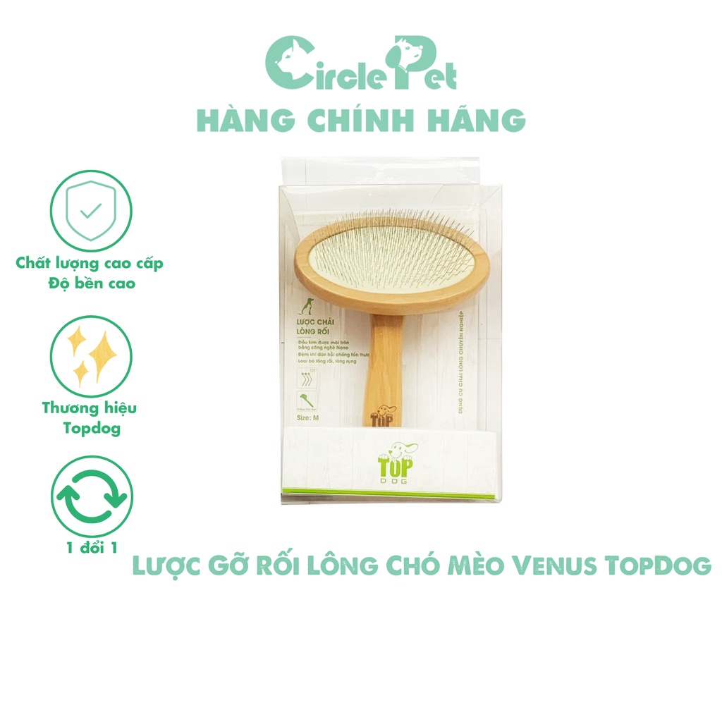Lược Gỡ Rối Lông Chó Mèo Venus TopDog Chải Mượt Lông Có Lớp Cao Su Đệm Khí - Circle Pet