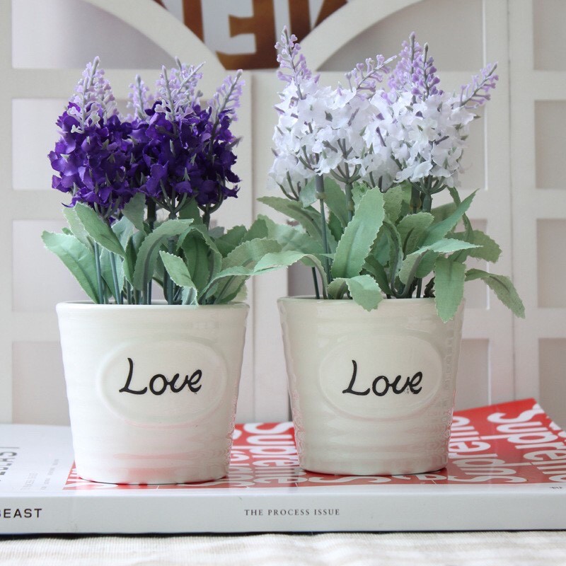 1 Chậu hoa giả lavender Hoa nhân tạo cho tiệc cưới Trang trí nhà