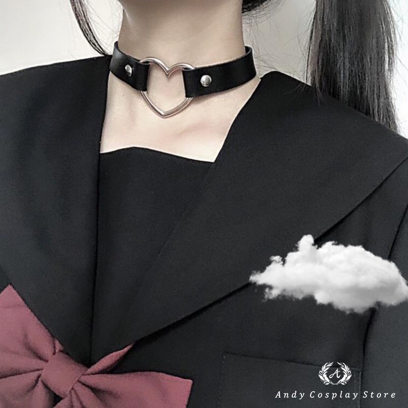 Vòng cổ choker trái tim giả da