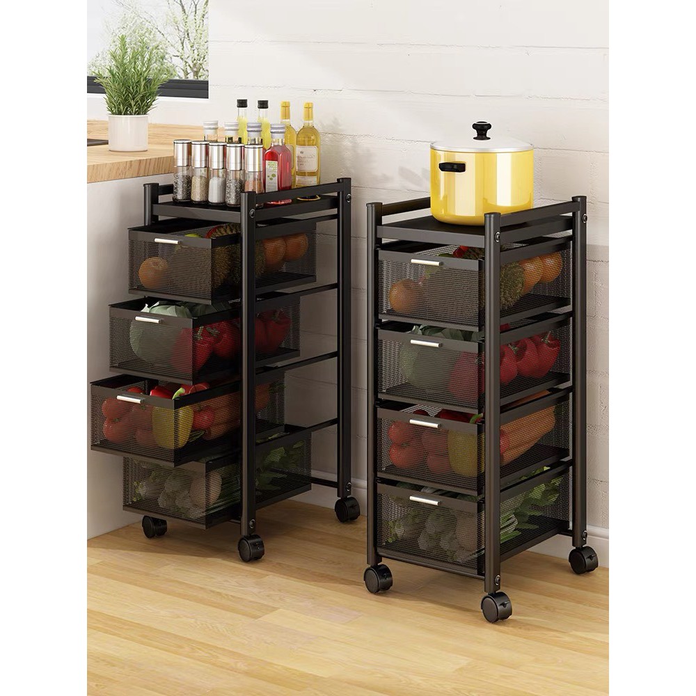 MẪU MỚI 🆓 KỆ ĐỂ ĐỒ ĐA NĂNG - KỆ NHÀ BẾP CÓ TAY CẦM SƠN ĐEN TĨNH ĐIỆN CÓ BÁNH XE DI CHUYỂN TIỆN ÍCH