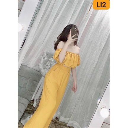 (Sale FreeShip) Sét bộ nữ ống rộng có túi,áo trễ vai bo chun cực xinh,bộ nữ đi chơi siêu đẹp,có nhìu màu hottren