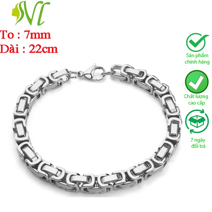 Lắc tay nam titan ngầu người đẹp vì lụa không đen sài nước tốt to 7 ly dài 22 cm