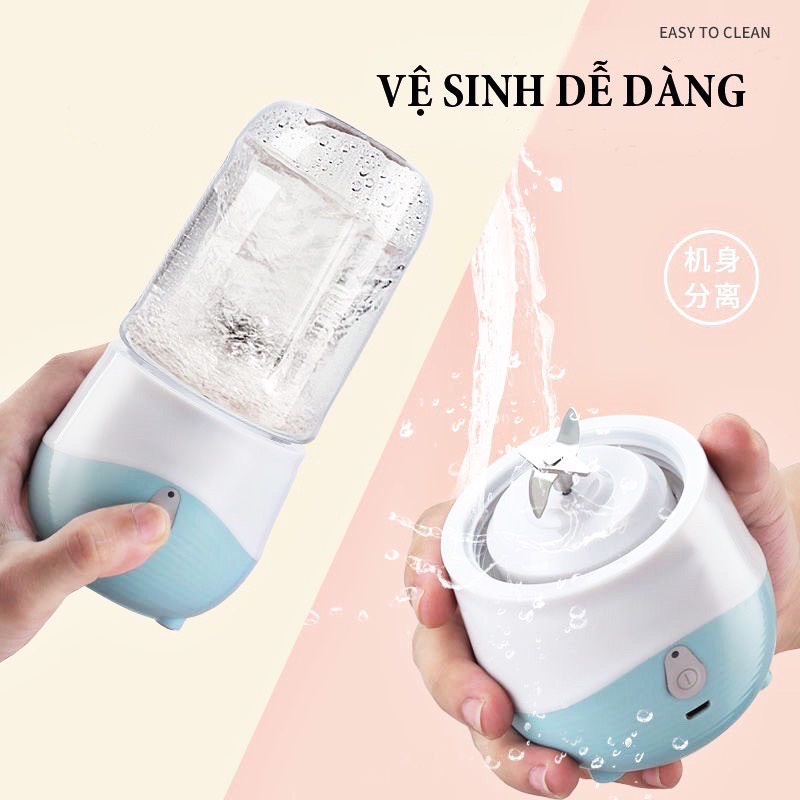 [300ml] Máy Xay Sinh Tố Mini 6 lưỡi dao, Máy Ép Trái Cây Cầm Tay Cao Cấp Honguo Sạc Pin