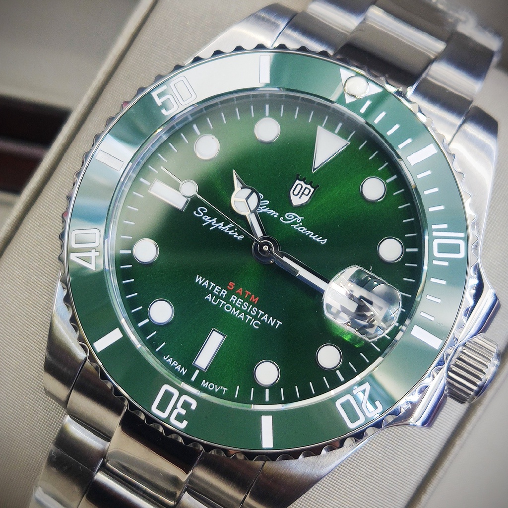 Đồng hồ nam Olym Pianus Submariner OP899832AGS-XL - Mặt xanh lá mạnh mẽ với kính sapphire