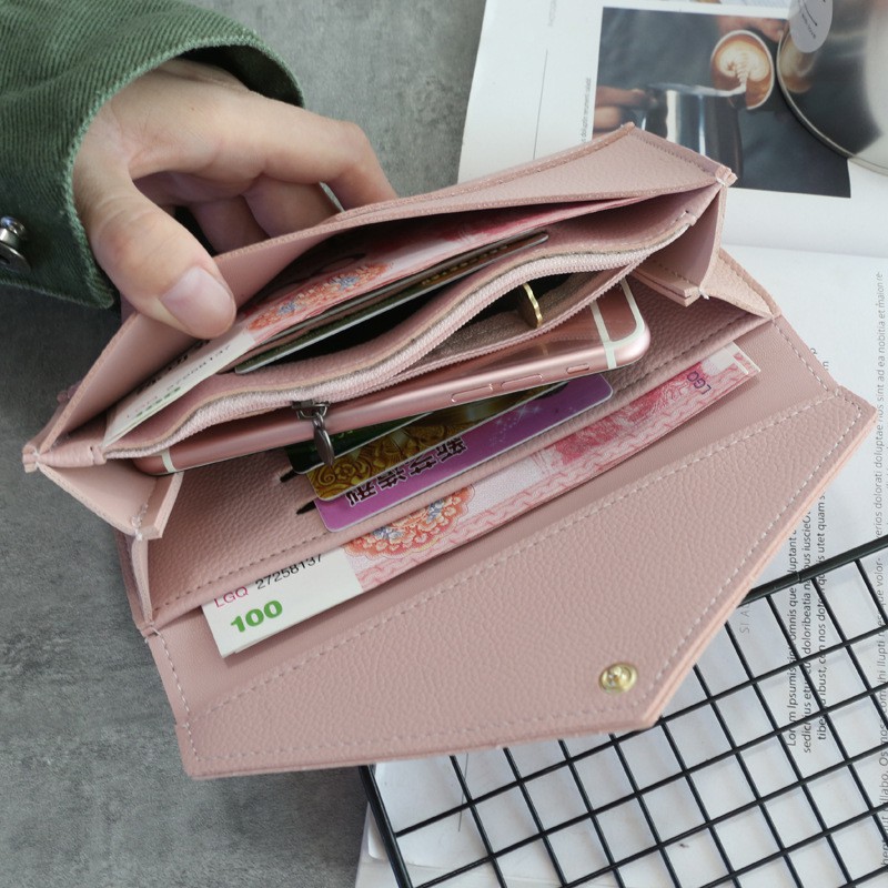 Ví cầm tay nữ dài Love dáng bì thư da mềm khóa bấm size 19 | BigBuy360 - bigbuy360.vn