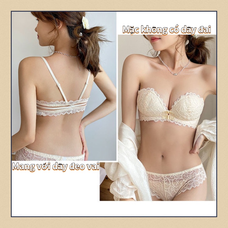 Áo ngực hai nút phía trước Áo ngực ren gợi cảm Dây đai có thể tháo rời | BigBuy360 - bigbuy360.vn