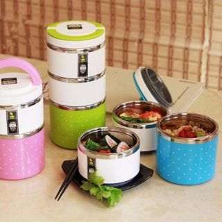 Sỉ Cặp lồng giữ nhiệt chấm bi 3 tầng