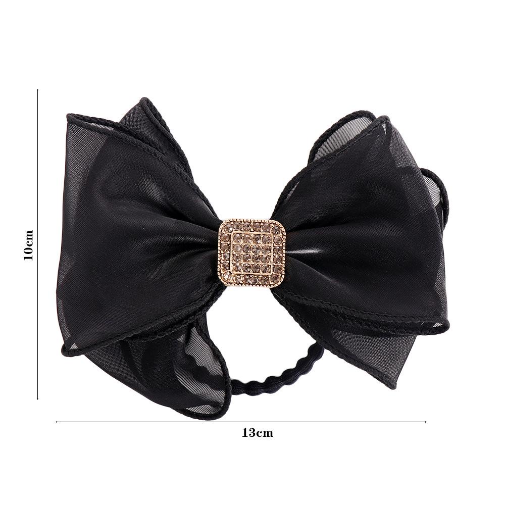 VANES1 Dây Cột Tóc Trang Điểm Dạng Lưới Gắn Nơ Bằng Hợp Kim Cá Tính Ngọt Ngào Cho Nữ