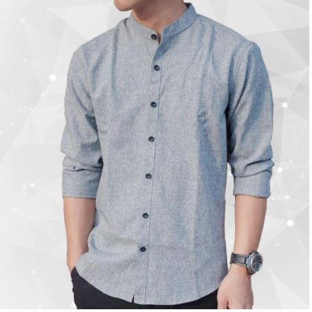 Áo sơ mi cổ tàu, sơ mi nam dài tay XÁM TIÊU - OMAN SM31 | BigBuy360 - bigbuy360.vn