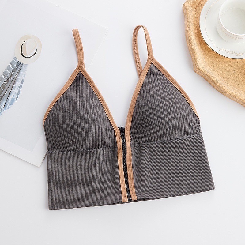 Áo Bra 2 Dây Kéo Khóa Ngực Sexy Có Kèm Mút Đệm Ngực YUKI STORE 20