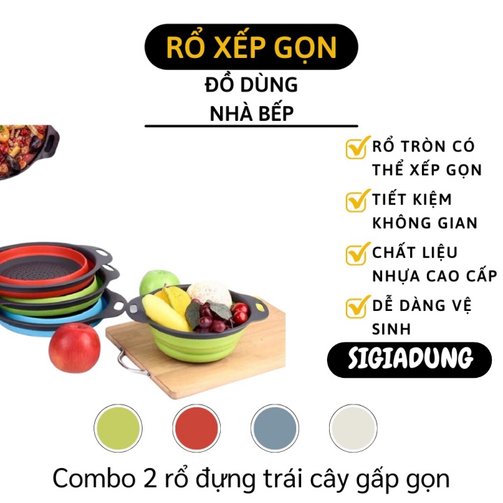 GIÁ SỈ Combo 2 rổ xếp gọn hình tròn (1 lớn + 1 nhỏ) chất liệu nhựa cao cấp có thể xếp gọn 5225