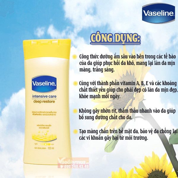 Sữa Dưỡng Thể Vaseline Intensive Care Deep Restore 725ml