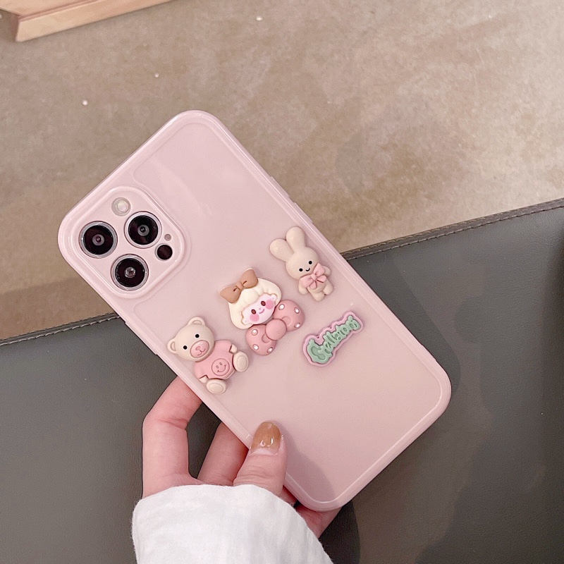 𝐂𝐨́ 𝐬𝐚̆̃𝐧 𝐜𝐡𝐨 𝐢𝐏𝐡𝐨𝐧𝐞 𝟏𝟑 Ốp hoạt hình gắn thú nổi cute, 2 màu bóng dẻo