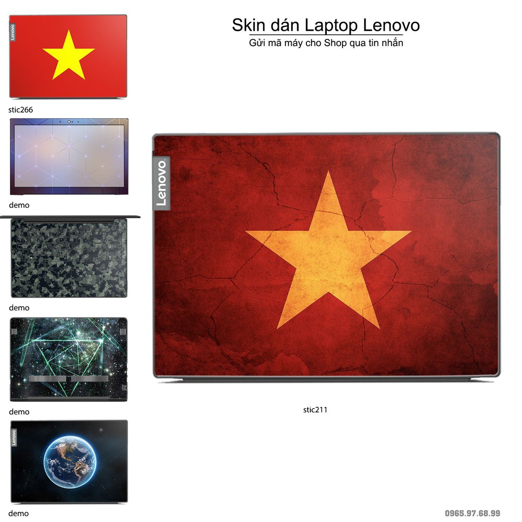 Skin dán Laptop Lenovo in hình cờ Việt Nam (inbox mã máy cho Shop)