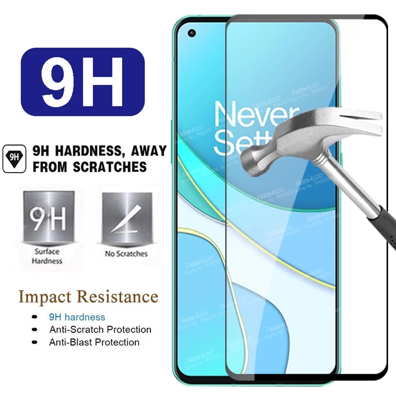 9H Tempered Glass For Oneplus 8T Screen Protector Toughened Glass Cover Film Silk Screen Tempered Film