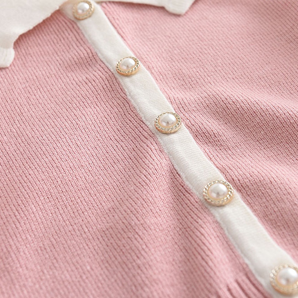 Bộ đồ BEAR LEADER gồm áo khoác cardigan len và chân váy xếp ly sọc caro thời trang mùa thu dành cho bé 3-7 tuổi