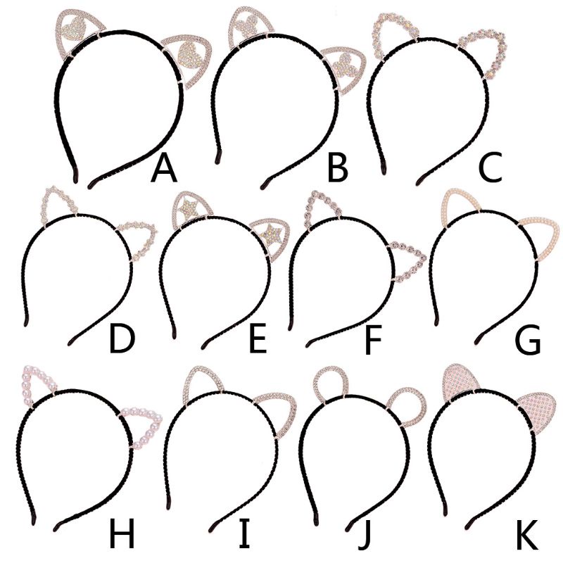 Băng Đô Cài Tóc Hình Tai Mèo Đính Đá Dễ Thương Cho Nữ