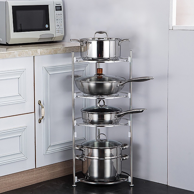 Kệ để đồ nhà bếp 5 tầng inox 304 cao cấp, giá để xoong nồi có thể thay đổi sang kệ 2 tầng, 3 tầng, 4 tầng