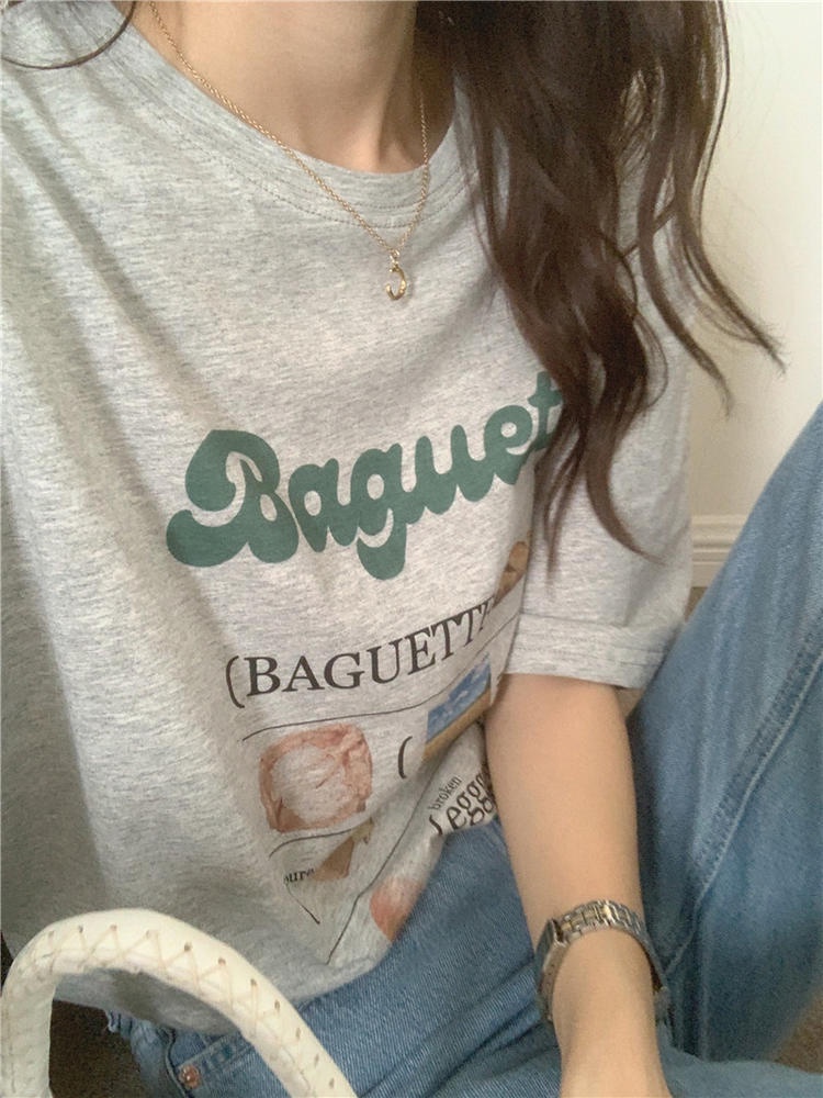 Áo Thun Cổ Tròn Tay Ngắn Dáng Rộng In Họa Tiết Thời Trang Mùa Hè 50971