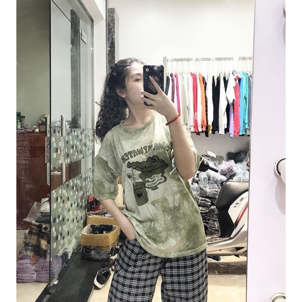 Áo Thun Nữ - Áo loang bạn thân in hình cá sấu LE34 | BigBuy360 - bigbuy360.vn