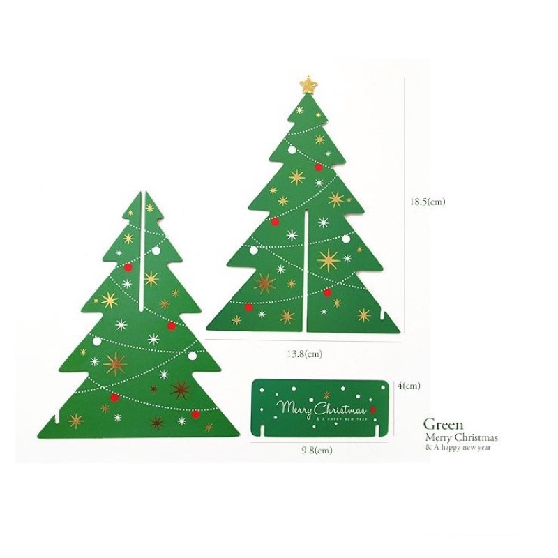 Thiệp noel 3D cây thông xanh, đỏ