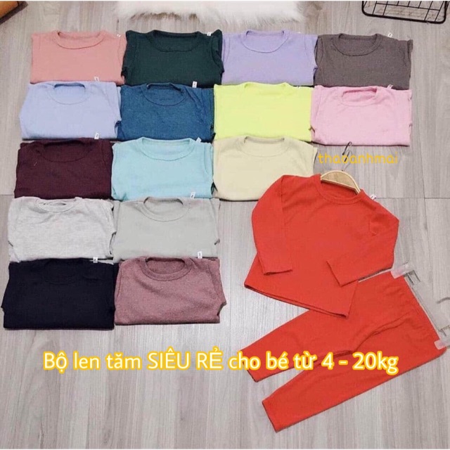 Bộ dài tay vải len tăm mềm mại, co dãn tốt cho bé - quần áo trẻ em bé gái, bé trai