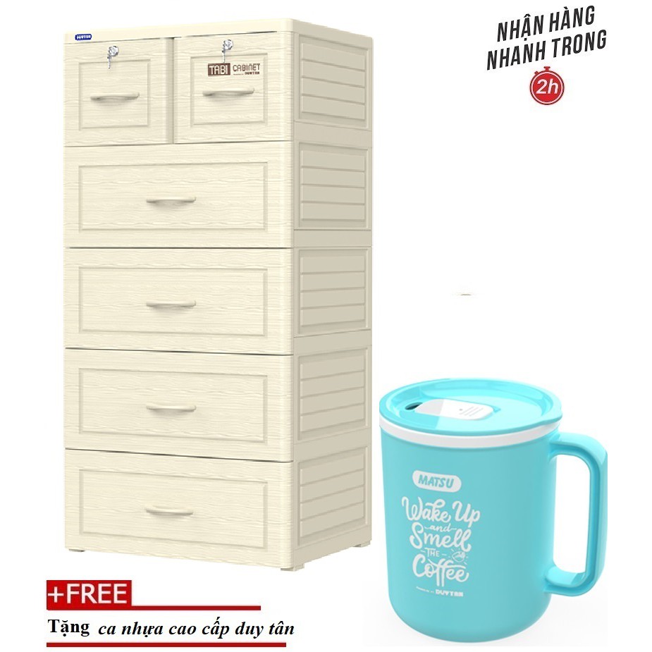 Tủ nhựa Duy Tân 5 tầng Tabi Vân Gỗ- TĂNG KÈM CA NHỰA CAO CẤP