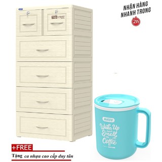 [Mã LIFEBKA5 giảm 10% tối đa 1 Triệu đơn 500k] Tủ nhựa Duy Tân 5 tầng Tabi Vân Gỗ- TĂNG KÈM CA NHỰA CAO CẤP