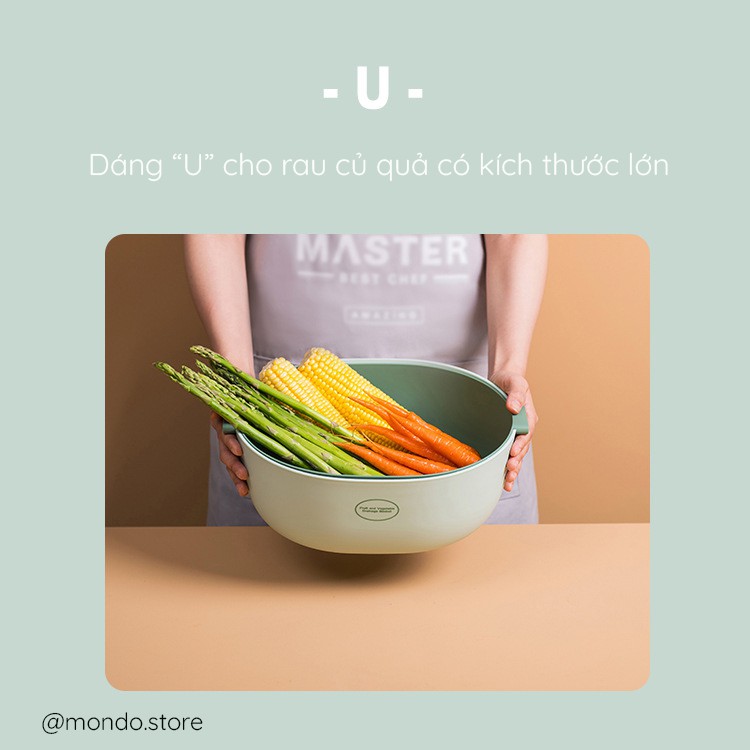 Bộ Chậu Rổ Nhựa PP Đựng Rau Củ Quả 2 Lớp Đa Năng