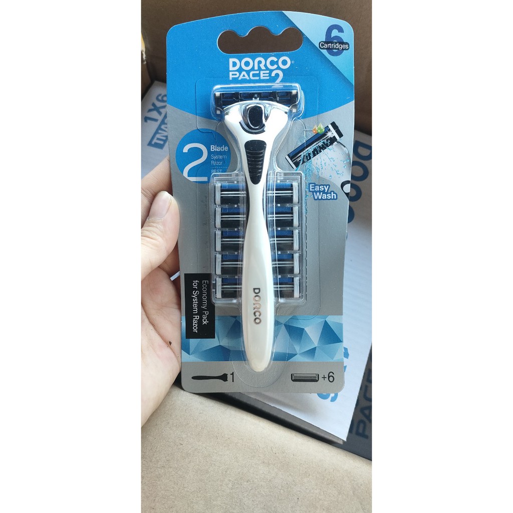 Dao cạo râu lưỡi kép Dorco Pace 2 tặng kèm 6 đầu dao cạo