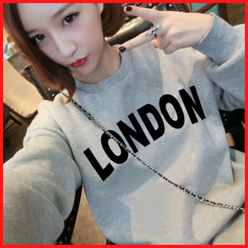 Áo Sweater Thun Nữ Tay Dài Vây Cá In Chữ LONDON ATN10 - J.A Shop