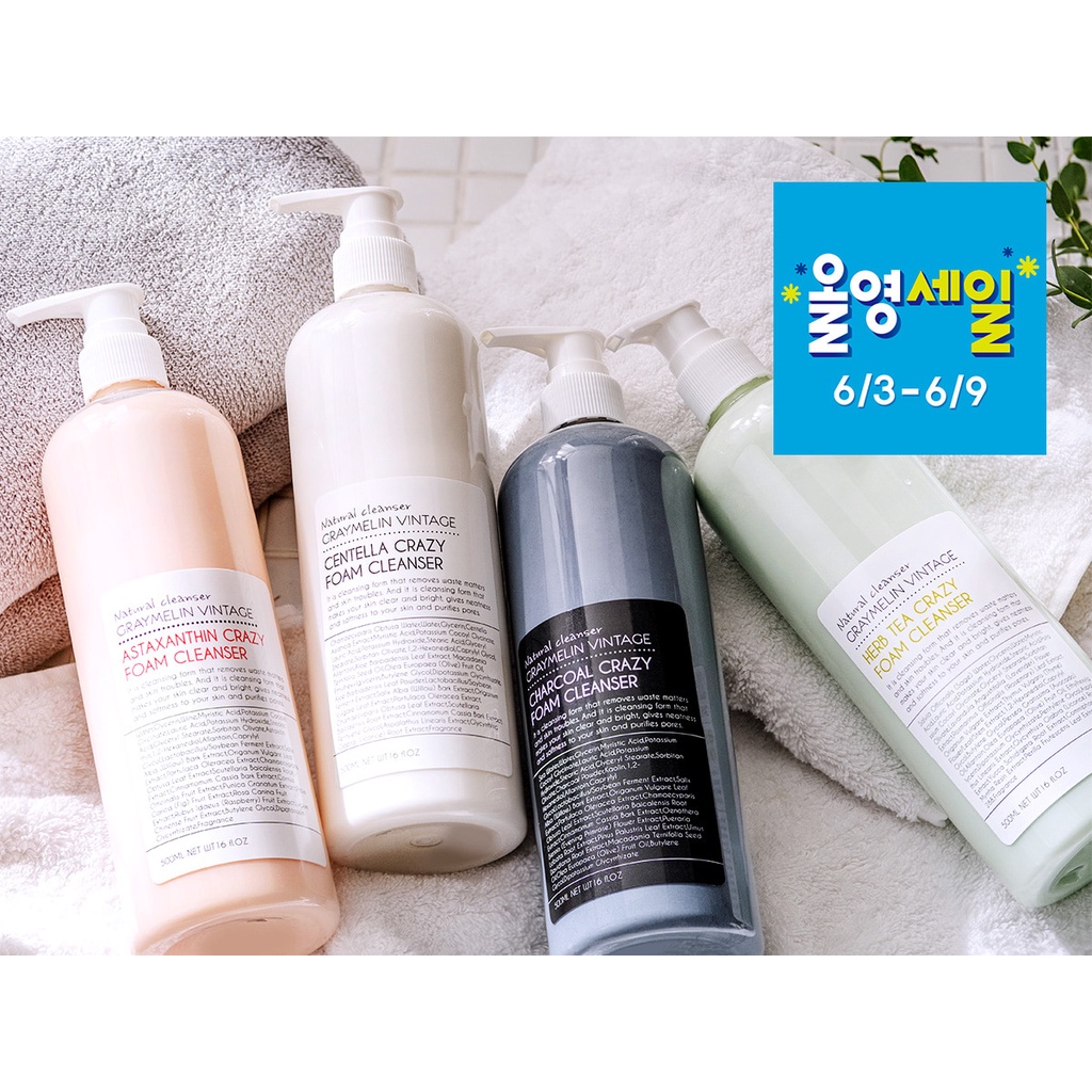 Sữa Rửa Mặt Tạo Bọt Chiết Suất Thiên NHiên Graymelin Crazy Foam Cleanser 500ml