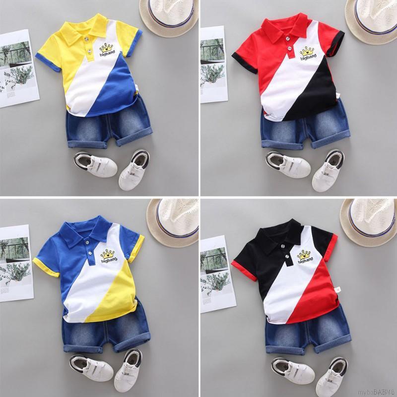 Set áo thun ngắn tay + Quần short jean đáng yêu cho bé trai