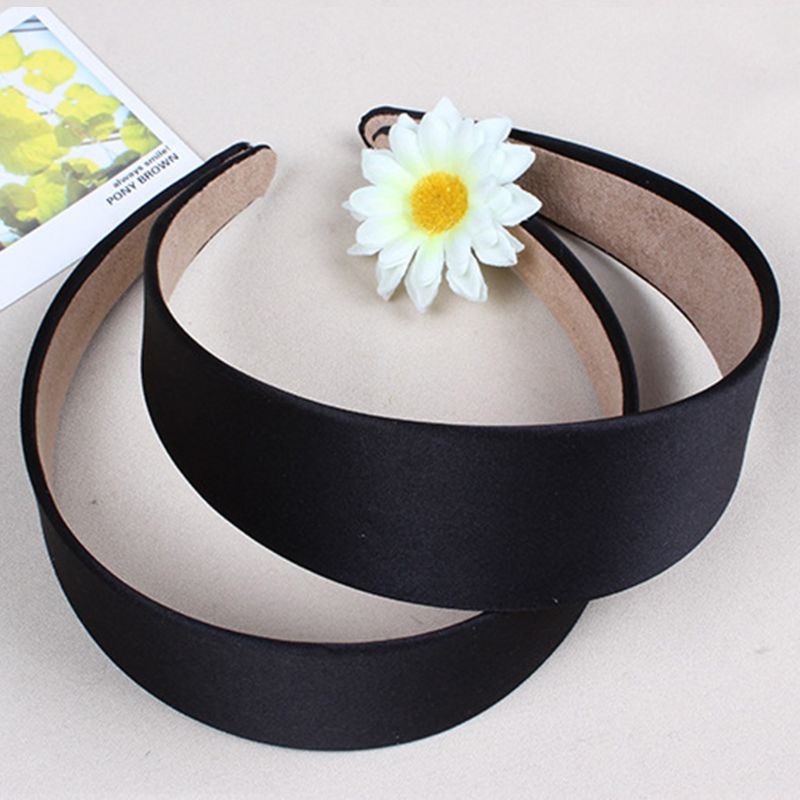 Băng Đô Cài Tóc Bản Rộng 4cm Bằng Lụa Nhân Tạo Màu Trơn Phong Cách Cổ Điển Thời Trang Cho Nữ