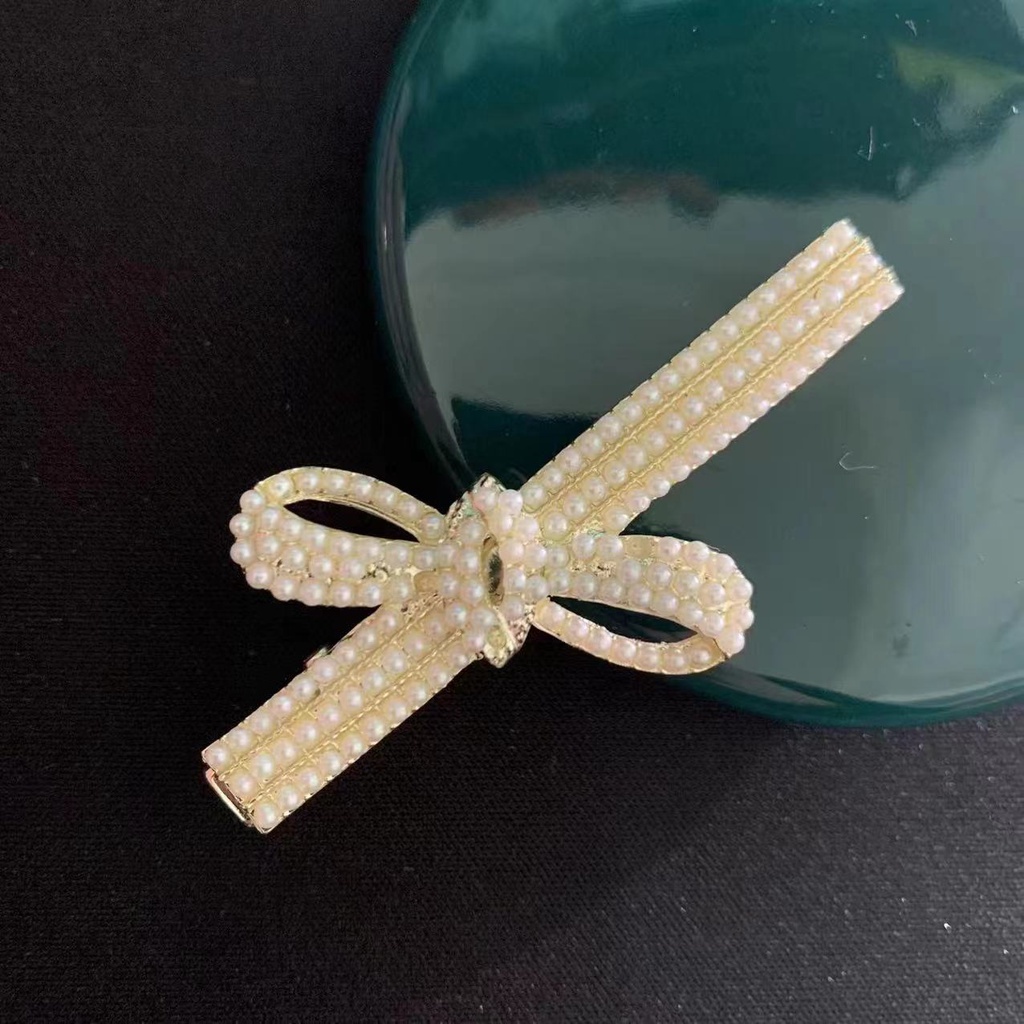 Kẹp Tóc Hình Chuột Mickey Đính Đá Ngọc Trai Thiết Kế Mới Thời Trang Theo Phong Cách Hàn Quốc